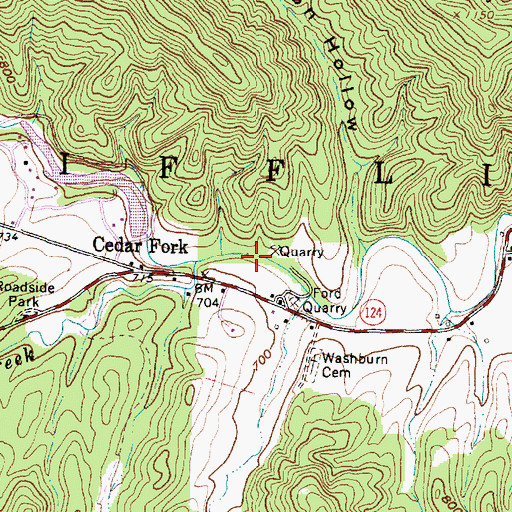 Topographic Map of Bell Hollow, OH