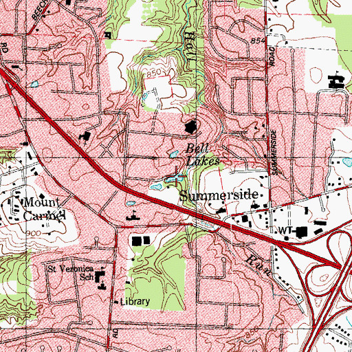 Topographic Map of Bell Lakes, OH