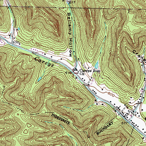 Topographic Map of Bellamy Hollow, OH