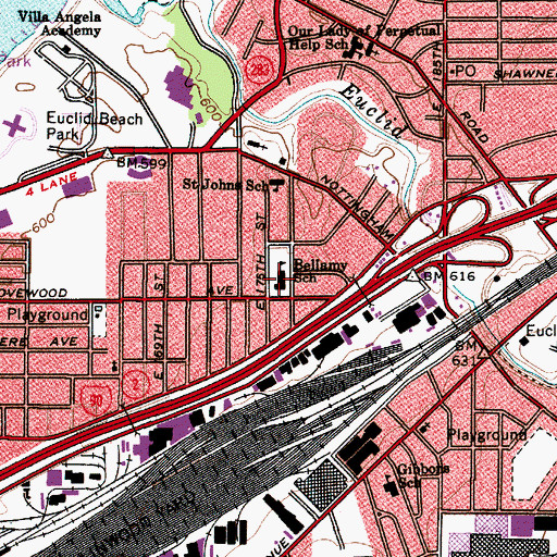 Topographic Map of Paul Bellemy Elementary School (historical), OH