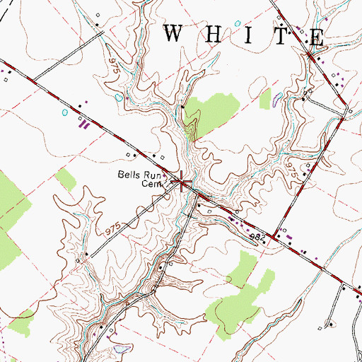 Topographic Map of Bells Run Cemetery, OH