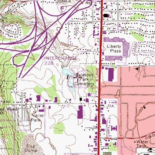Topographic Map of Belmont Park Cemetery, OH