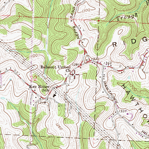 Topographic Map of Belmont United Church, OH