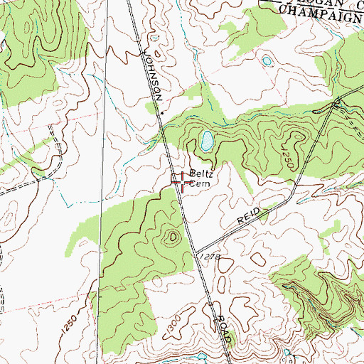 Topographic Map of Beltz Cemetery, OH