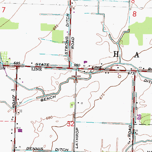 Topographic Map of Bench Ditch, OH