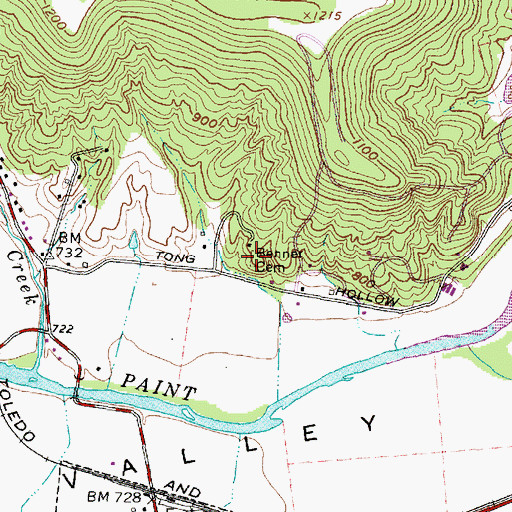 Topographic Map of Benner Cemetery, OH