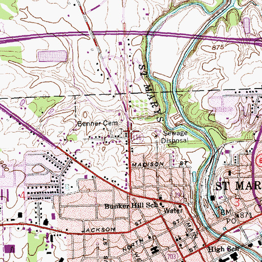 Topographic Map of Benner Cemetery, OH