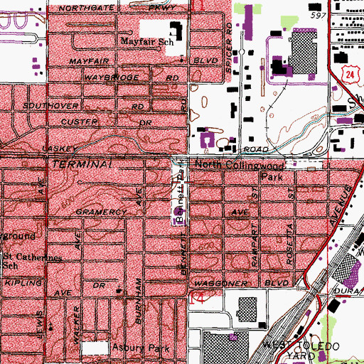 Topographic Map of Bennett Park, OH