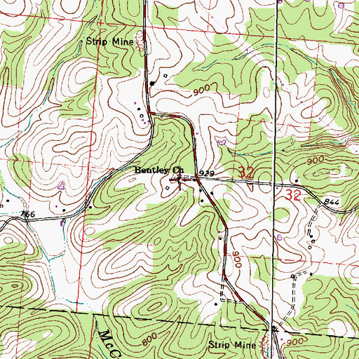 Topographic Map of Bentley Church, OH