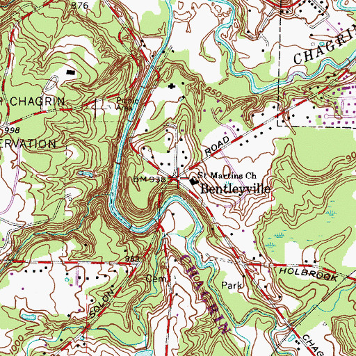 Topographic Map of Bentleyville, OH