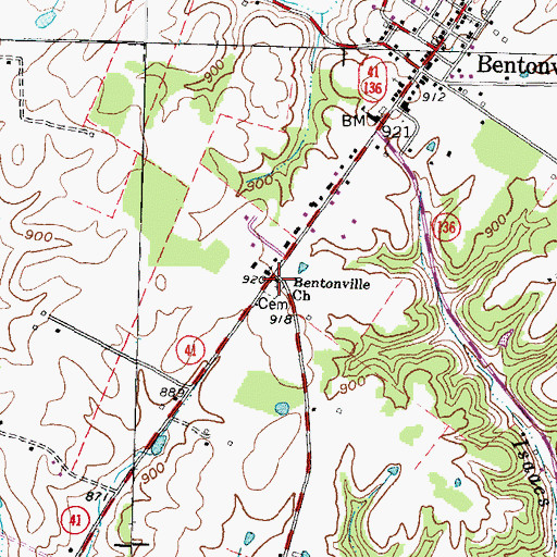Topographic Map of Bentonville Church, OH