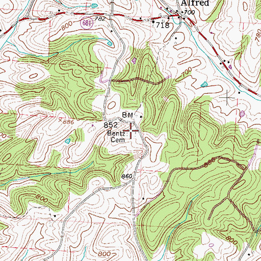 Topographic Map of Bentz Cemetery, OH