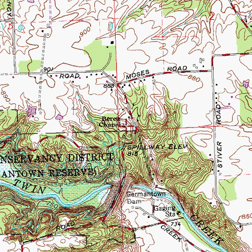 Topographic Map of Berea Chapel, OH