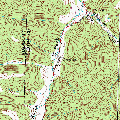 Topographic Map of Berea Church, OH
