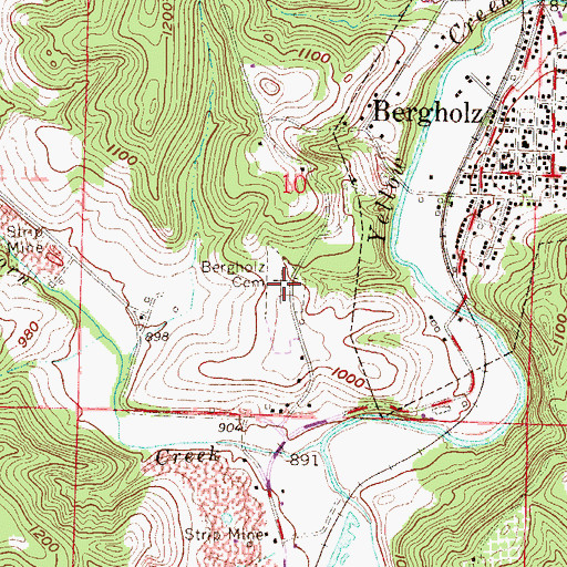 Topographic Map of Bergholz Cemetery, OH