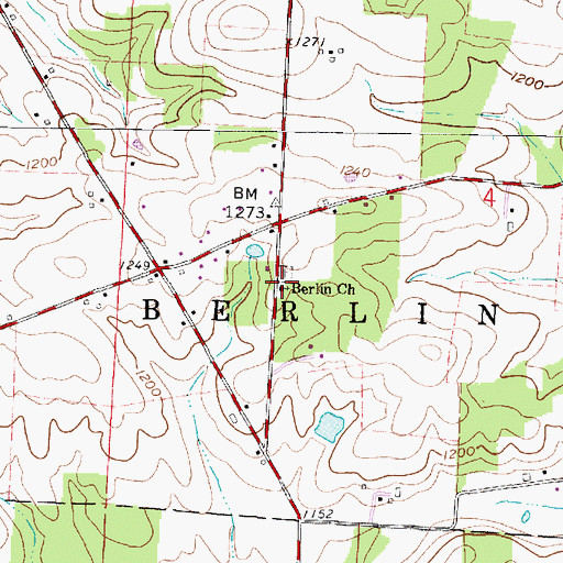Topographic Map of Berlin Church, OH