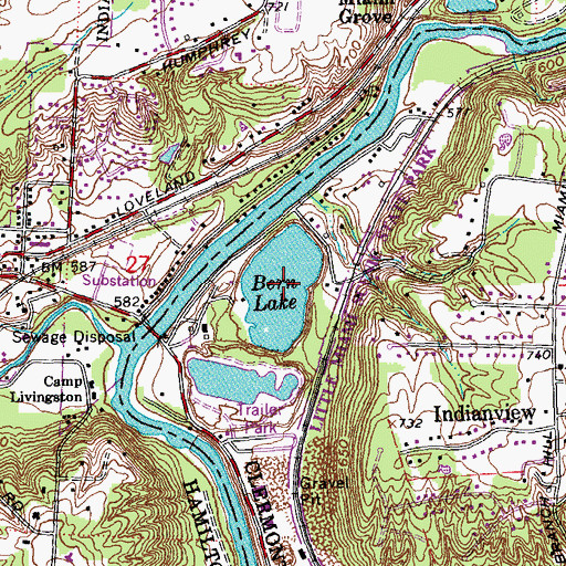 Topographic Map of Bern Lake, OH