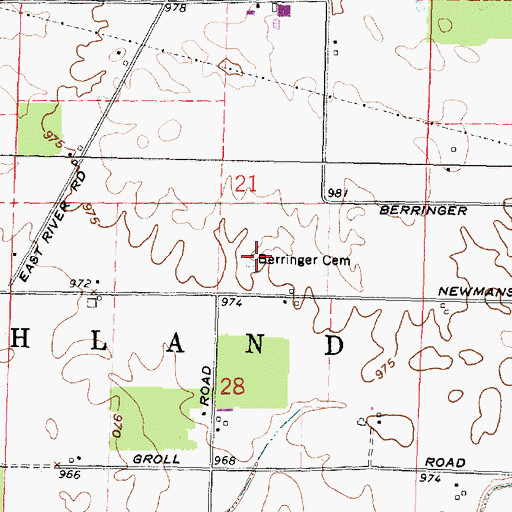 Topographic Map of Berringer Cemetery, OH