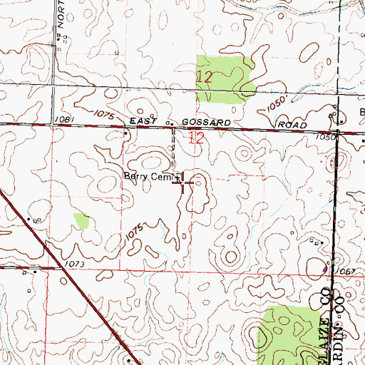 Topographic Map of Berry Cemetery, OH