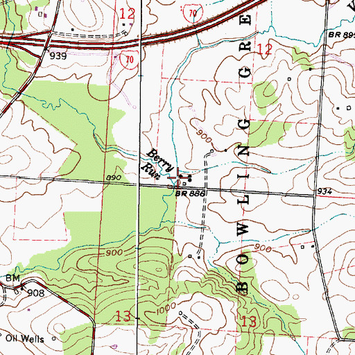 Topographic Map of Berry Run, OH