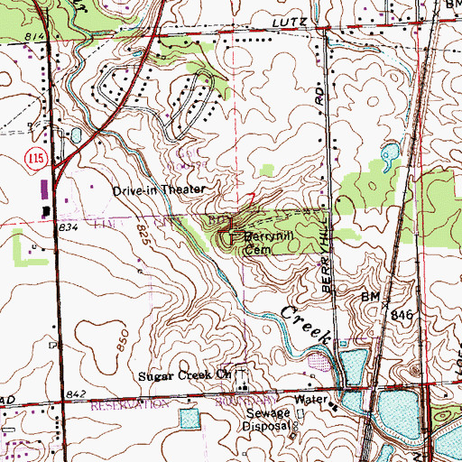 Topographic Map of Berrynill Cemetery, OH