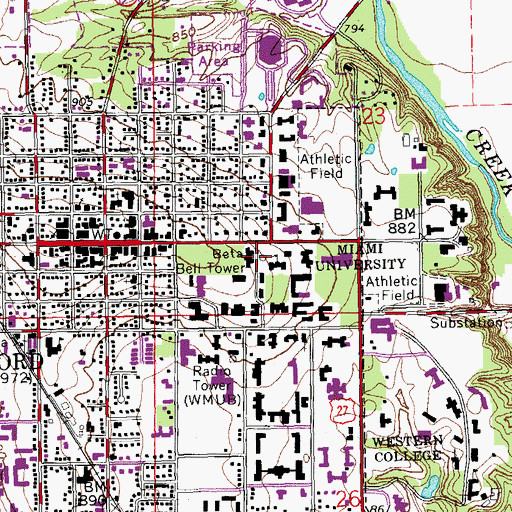 Topographic Map of Beta Bell Tower, OH
