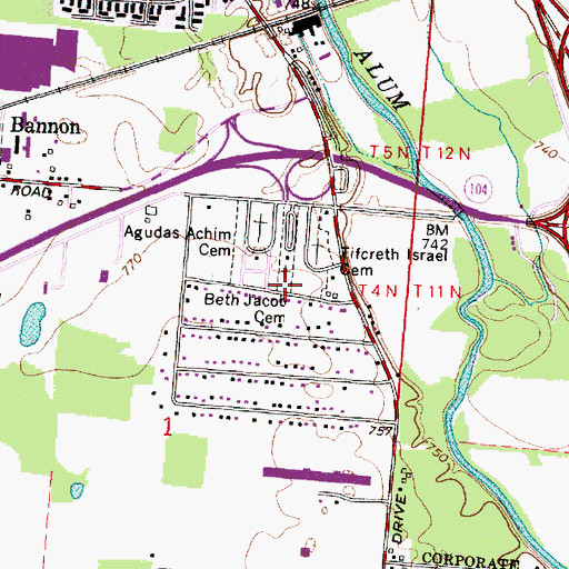 Topographic Map of Beth Jacob Cemetery, OH