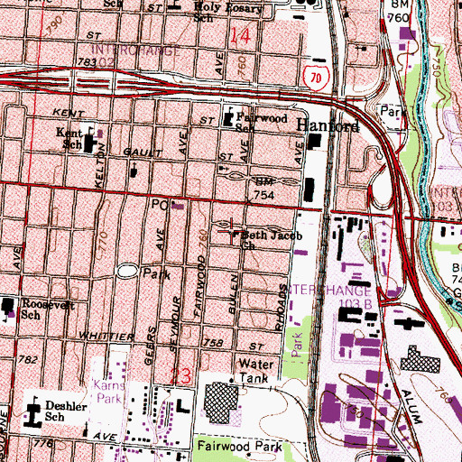 Topographic Map of Beth Jacob Church, OH