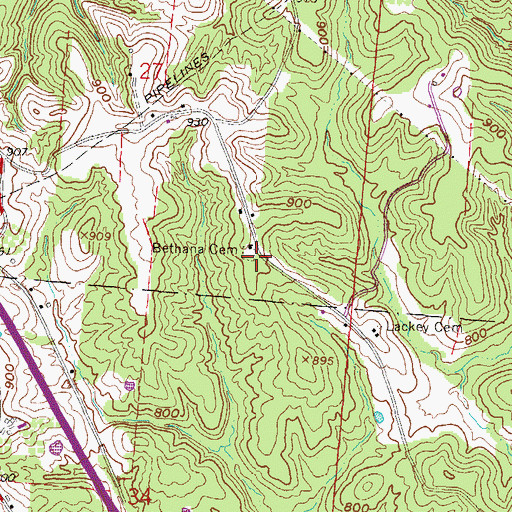 Topographic Map of Bethana Cemetery, OH