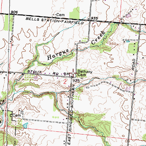 Topographic Map of Bethany Cemetery, OH