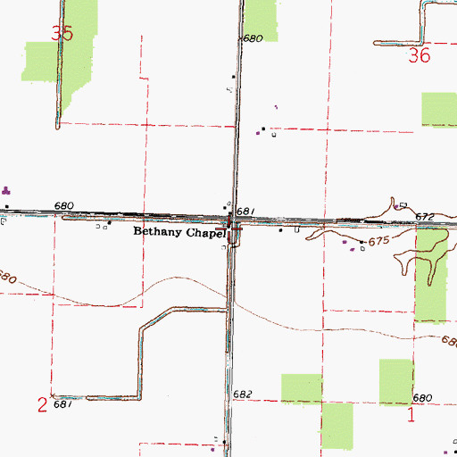 Topographic Map of Bethany Christian Union Church of Christ (historical), OH
