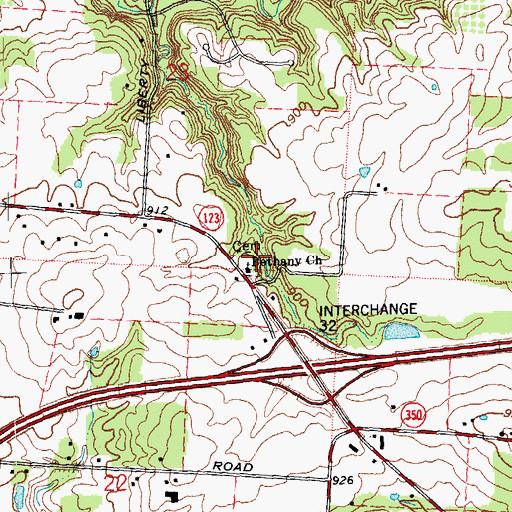 Topographic Map of Bethany Church, OH