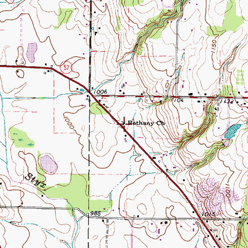 Topographic Map of Bethany Church, OH