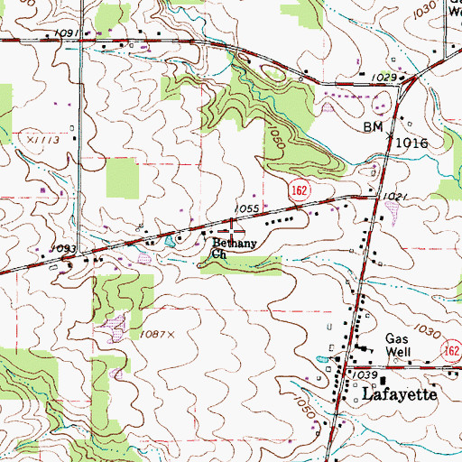 Topographic Map of Bethany Church, OH