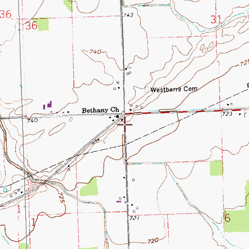 Topographic Map of Bethany Church, OH