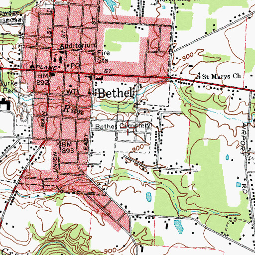 Topographic Map of Bethel Cemetery, OH