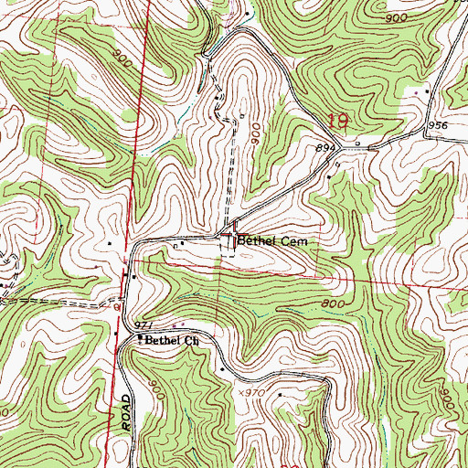 Topographic Map of Bethel Cemetery, OH