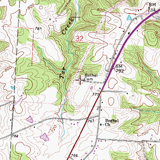 Topographic Map of Bethel Cemetery, OH