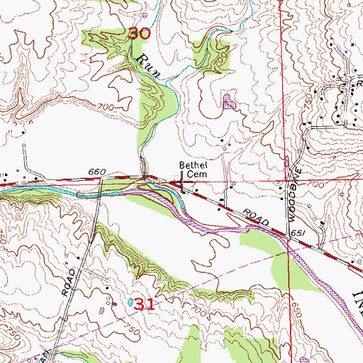 Topographic Map of Bethel Cemetery, OH