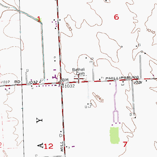 Topographic Map of Bethel Cemetery, OH