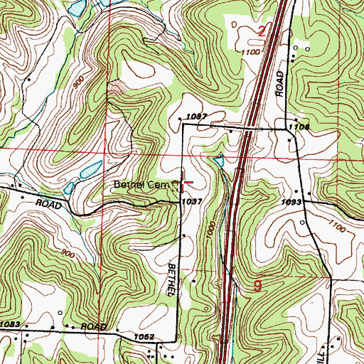 Topographic Map of Bethel Cemetery, OH