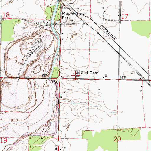 Topographic Map of Bethel Cemetery, OH