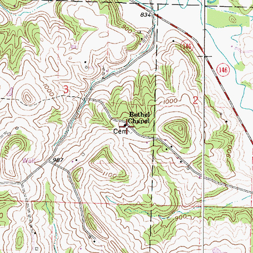 Topographic Map of Bethel Chapel, OH