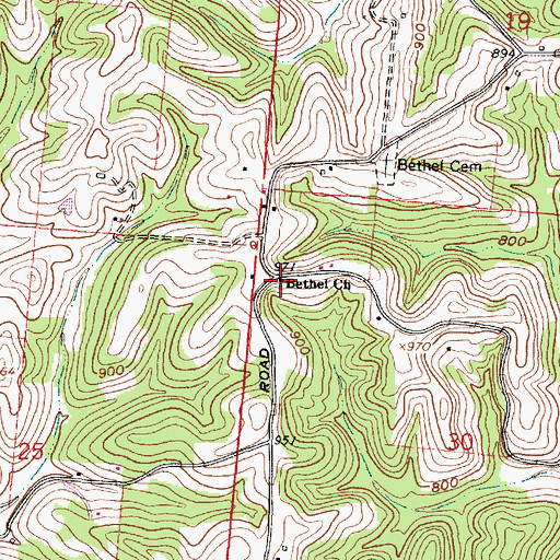 Topographic Map of Bethel Church, OH