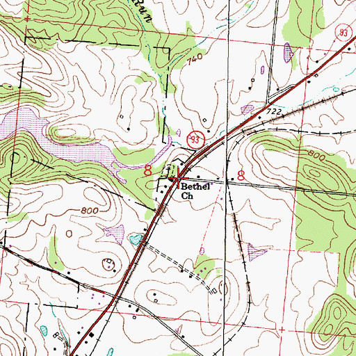 Topographic Map of Bethel Church, OH