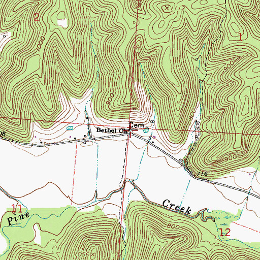 Topographic Map of Bethel Church, OH