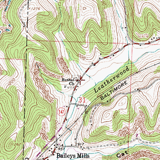 Topographic Map of Bethel Church, OH
