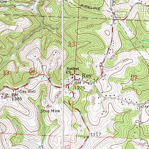 Topographic Map of Bethel Church, OH