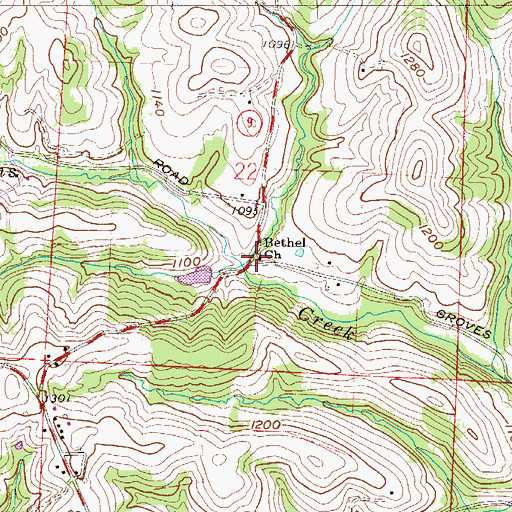 Topographic Map of Bethel Church, OH