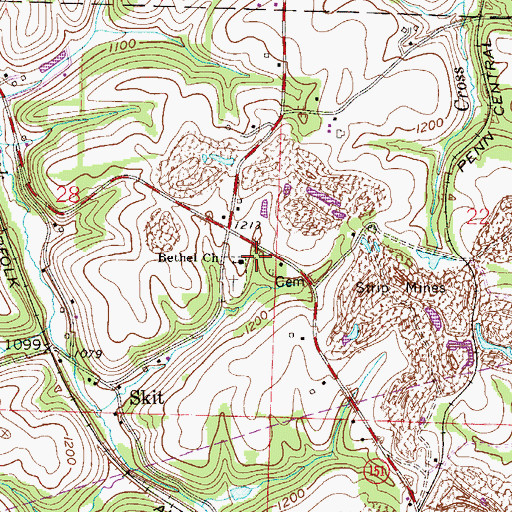 Topographic Map of Bethel Church, OH